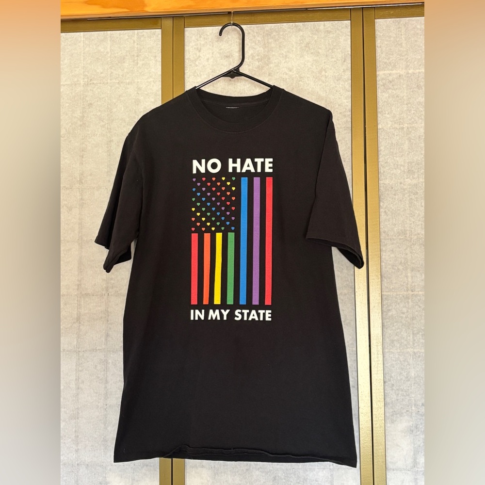 Rainbow Flag Graphic on Black Graphic T-Shirt